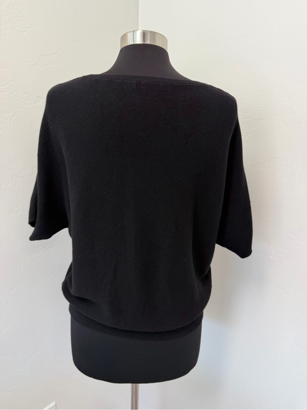 Quince Lightweight Cotton Cashmere Link-Stitch Black Dolman Sweater Size M - Picture 9 of 14